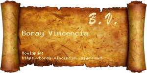 Boray Vincencia névjegykártya
